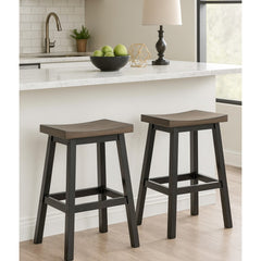 Counter Stool, Set Of 2 - Oak/Dark Grey