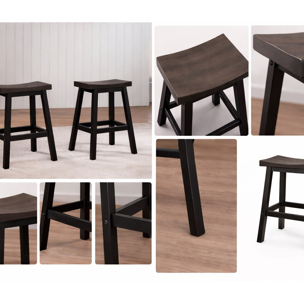 Counter Stool, Set Of 2 - Oak/Dark Grey