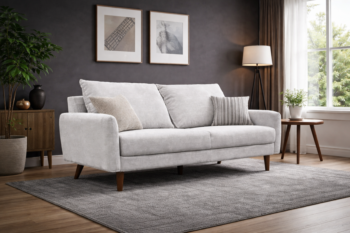 3 SEATER SOFA - LIGHT GREY