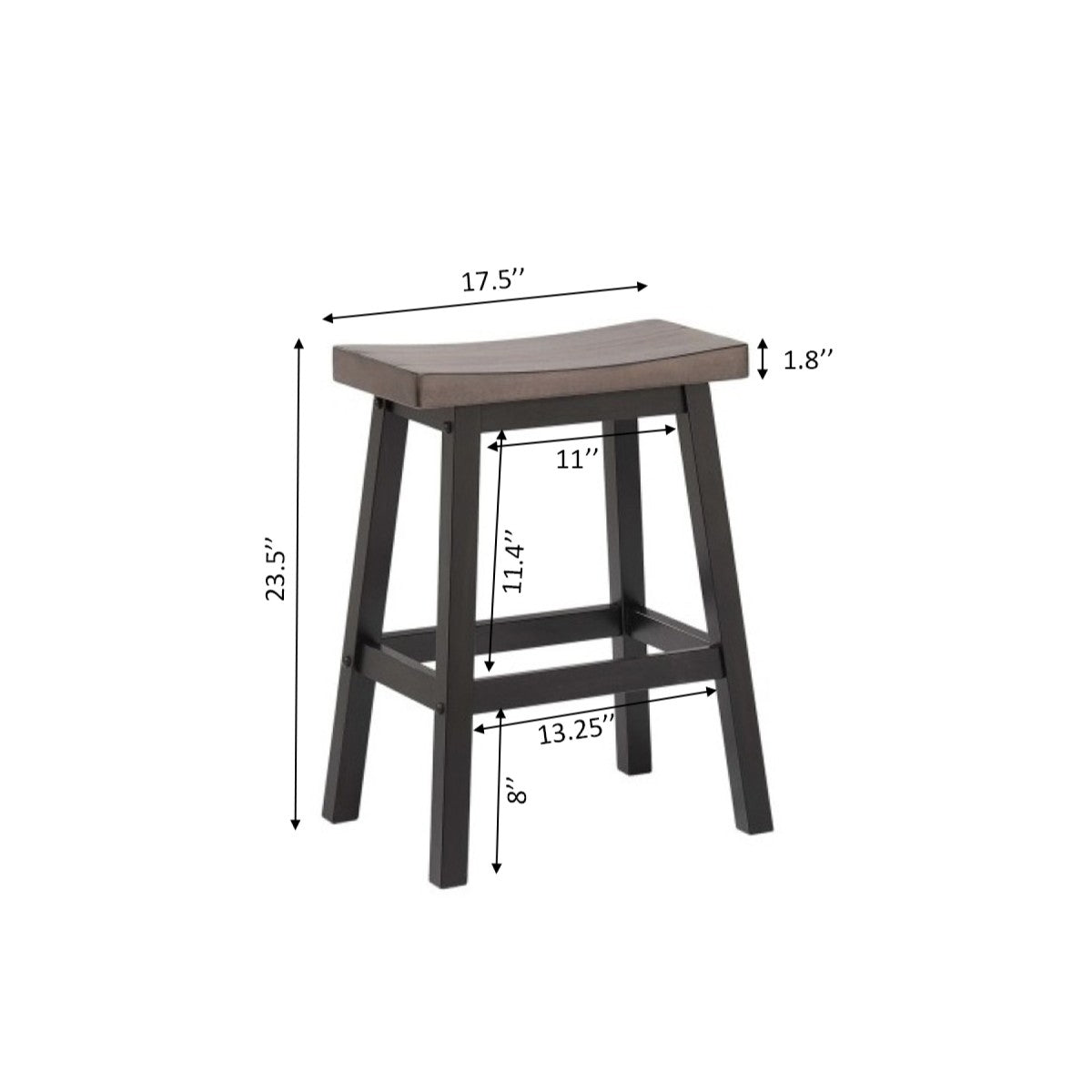 Counter Stool, Set Of 2 - Oak/Dark Grey