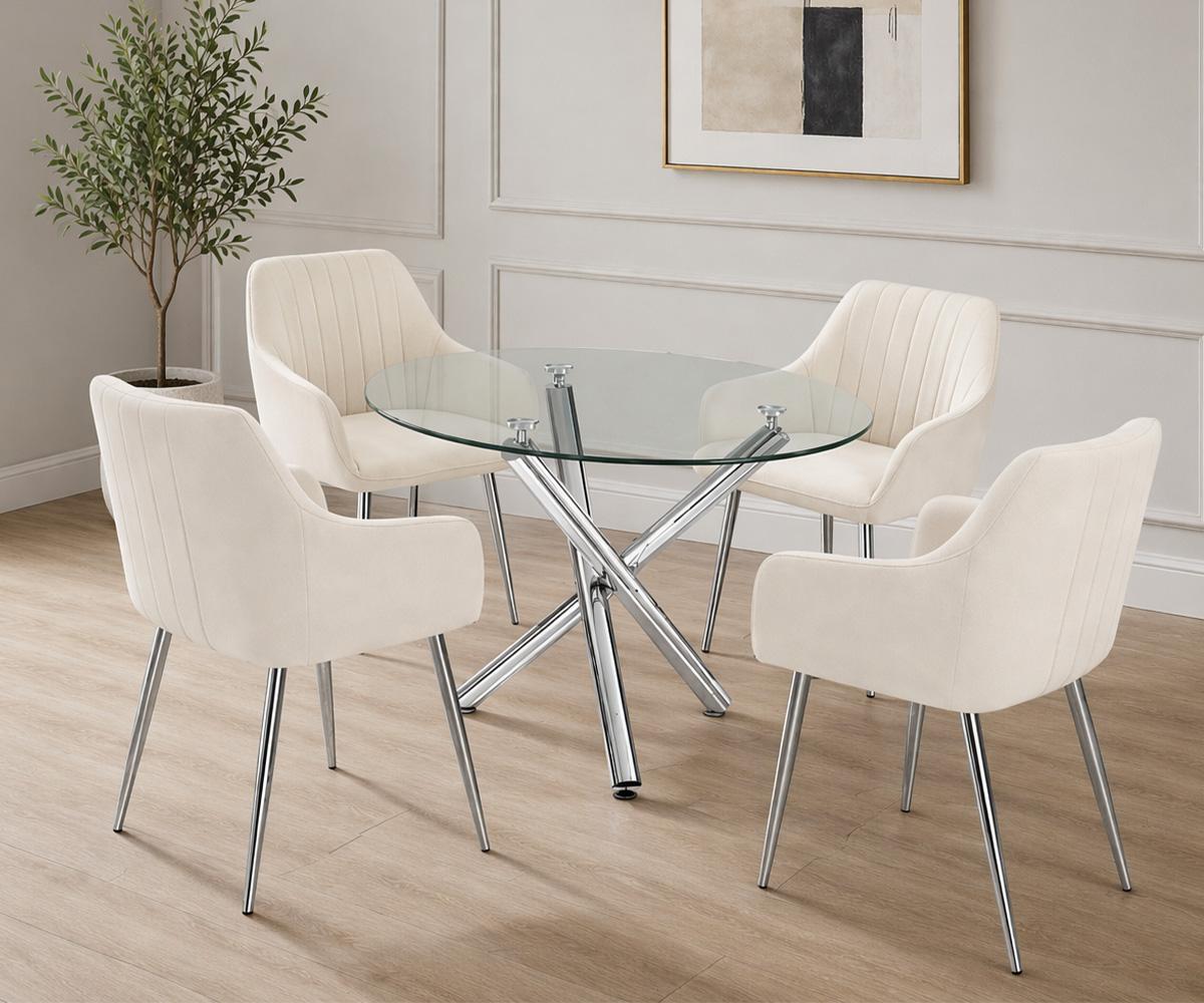 Lilith 5-Piece Contemporary Glass Dining Set