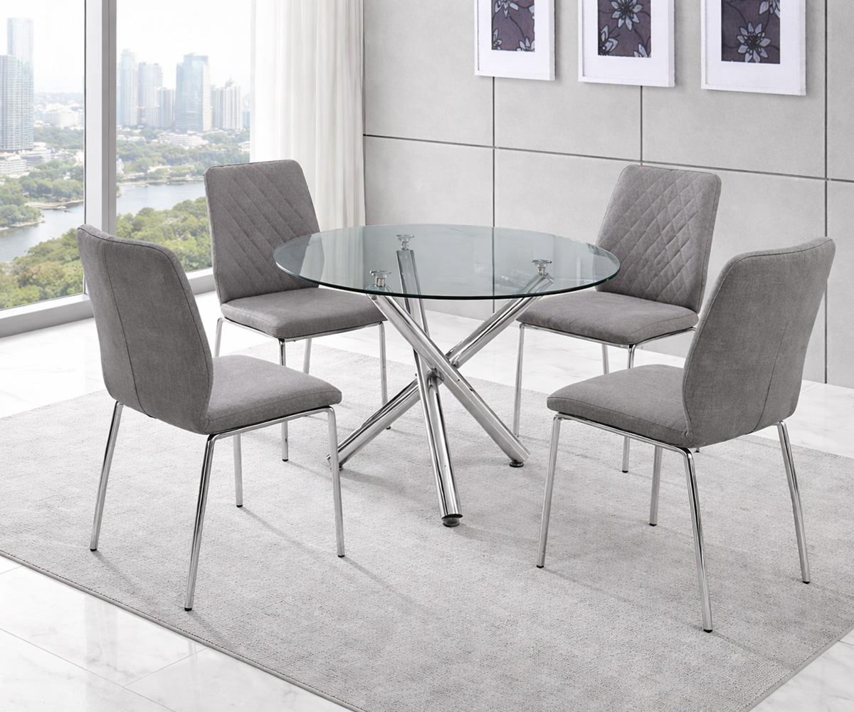 Mara 5-Piece Contemporary Glass Dining Set