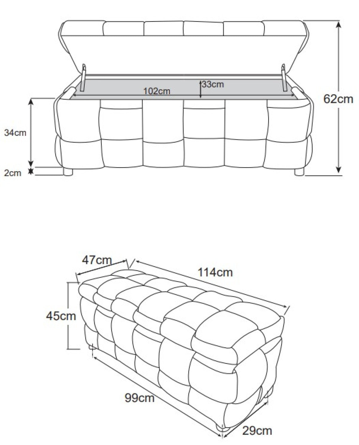 Storage Ottoman - Black