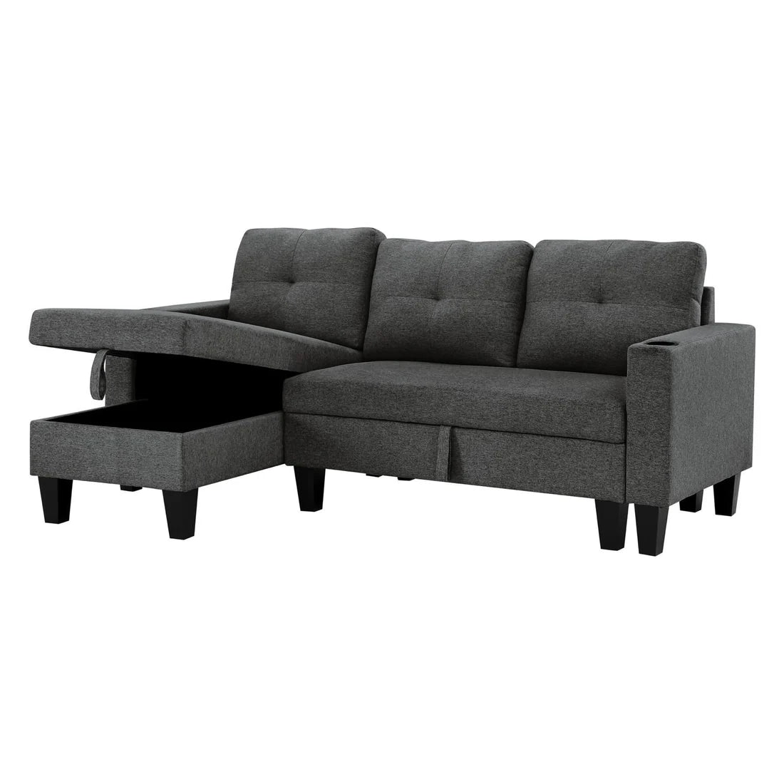 FDI - JOHNNY 3 Seater Storage Sofa fabirc Reversible