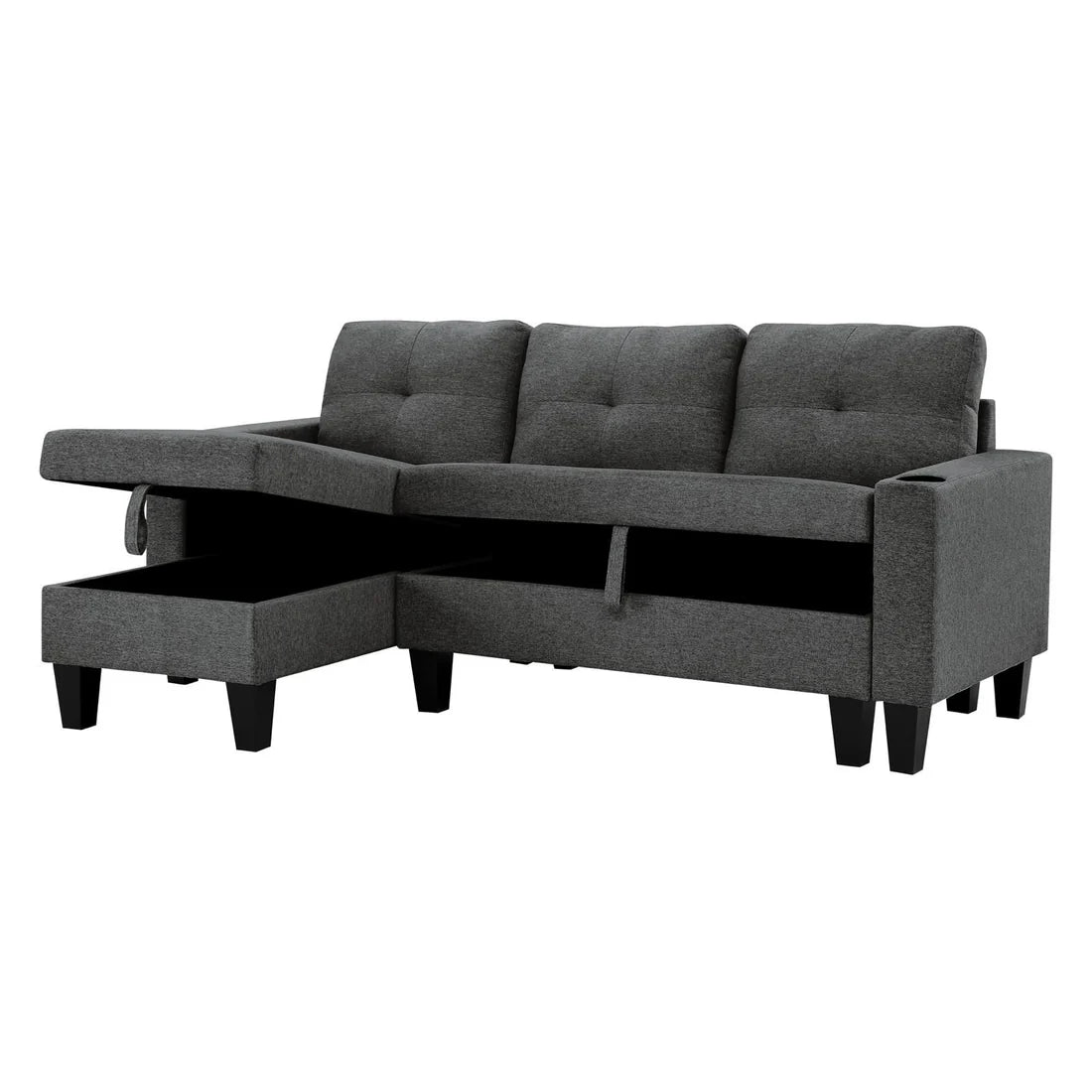 FDI - JOHNNY 3 Seater Storage Sofa fabirc Reversible