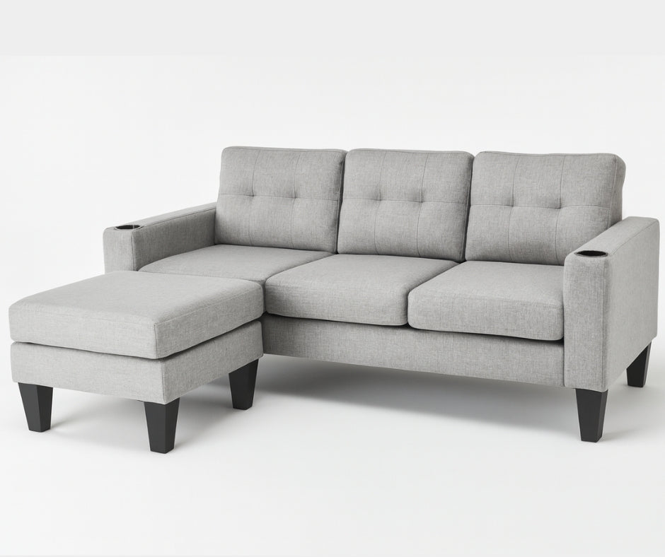 Chottu Fabric  - 3 Seater with Ottoman