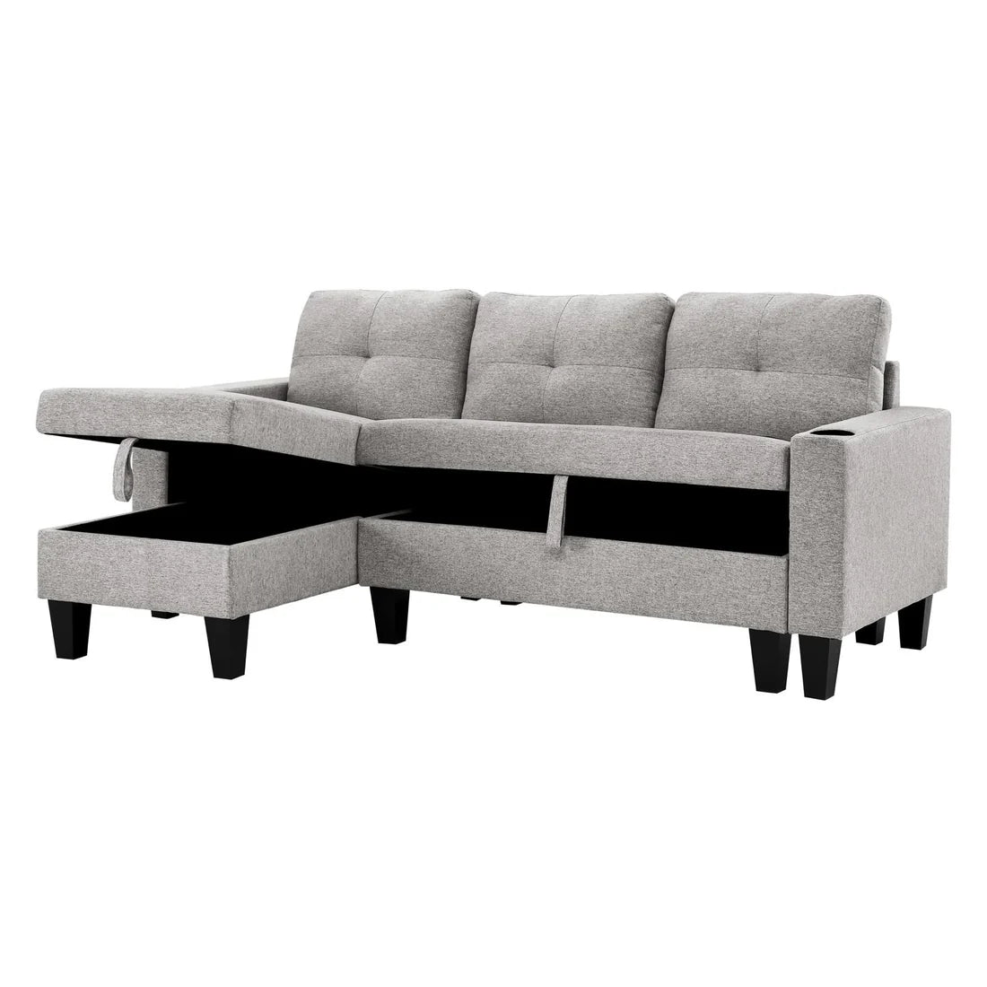 FDI - JOHNNY 3 Seater Storage Sofa fabirc Reversible