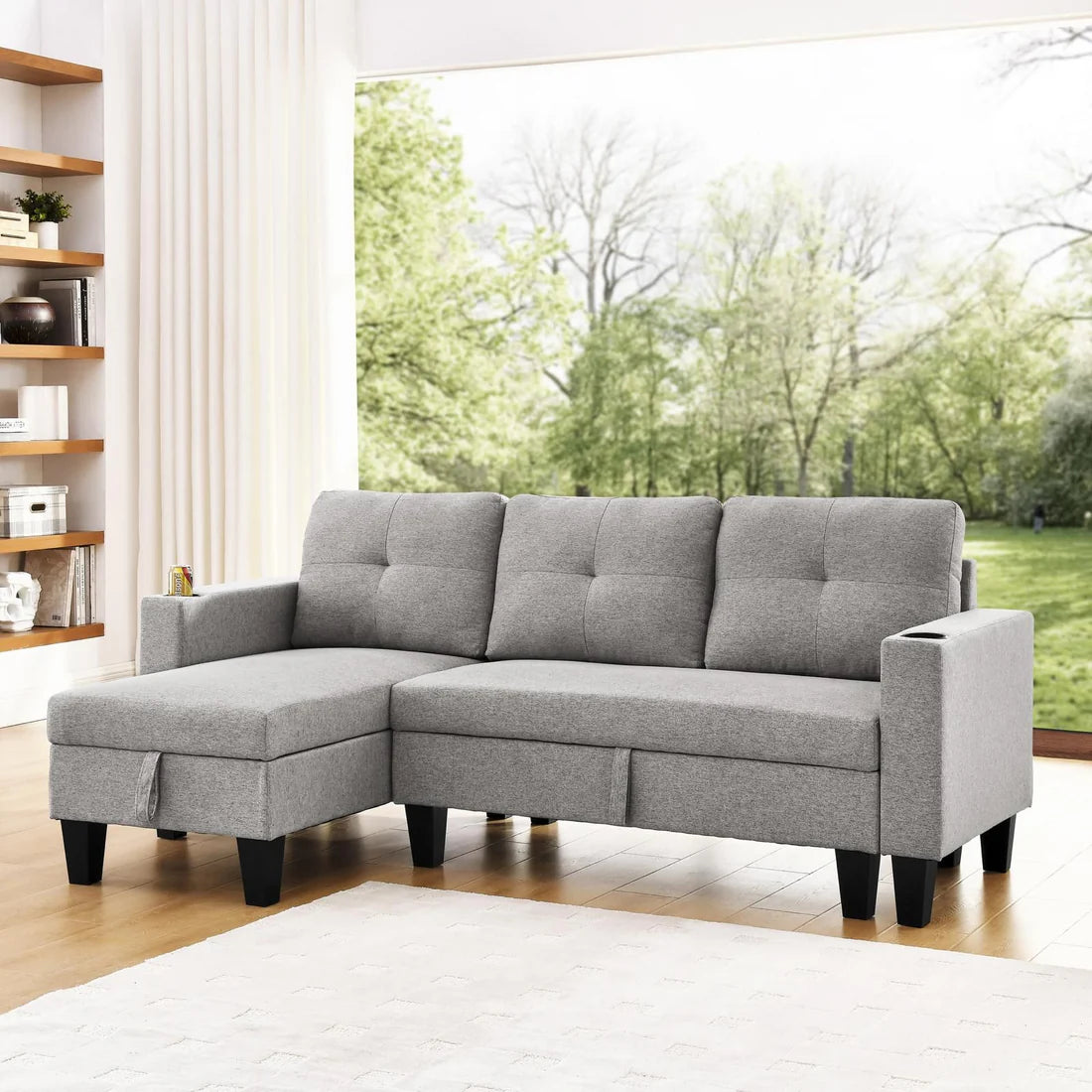 FDI - JOHNNY 3 Seater Storage Sofa fabirc Reversible