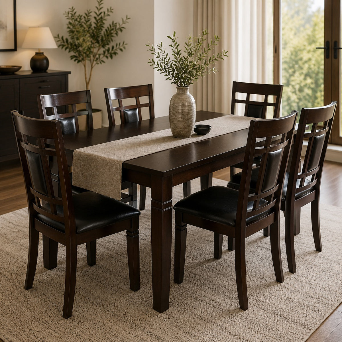 EVA - Wooden Dinning Table - 7 Piece