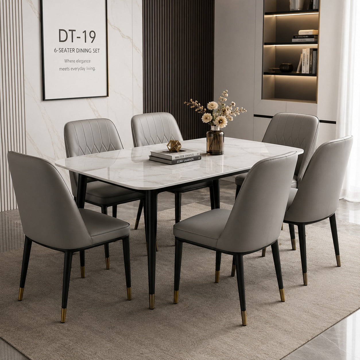 DT-19 Ceramic Dinning Table – 6 Seater