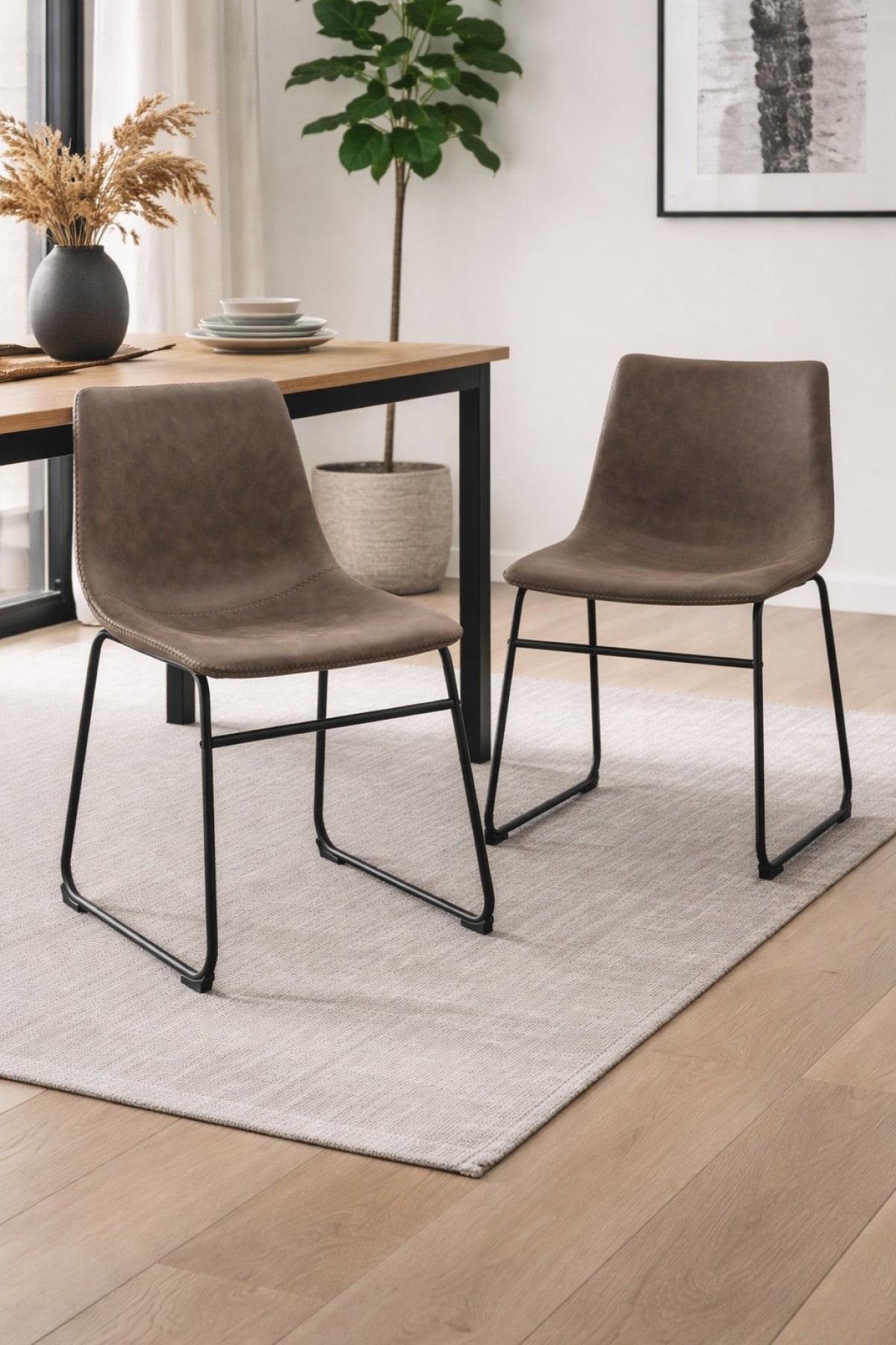 Dining Chair, Set Of 2, Vintage Brown