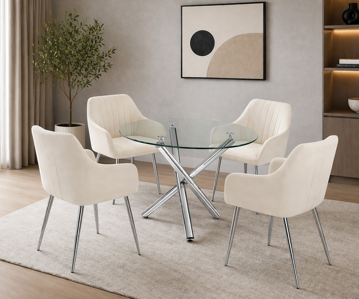 Lilith 5-Piece Contemporary Glass Dining Set