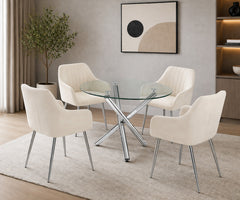 Lilith 5-Piece Contemporary Glass Dining Set