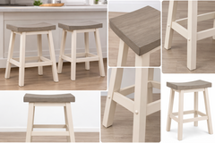 Counter Stool, Set Of 2 - Grey/White